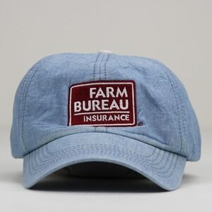 Farm Bureau Insurance Baseball Cap Light Blue Denim Patch Hat Adjustable